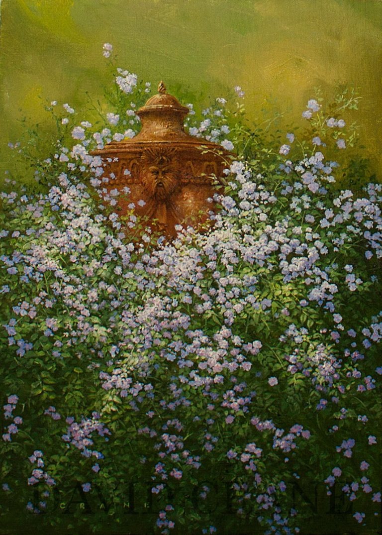 Cinderella miniature roses painting by David Crane